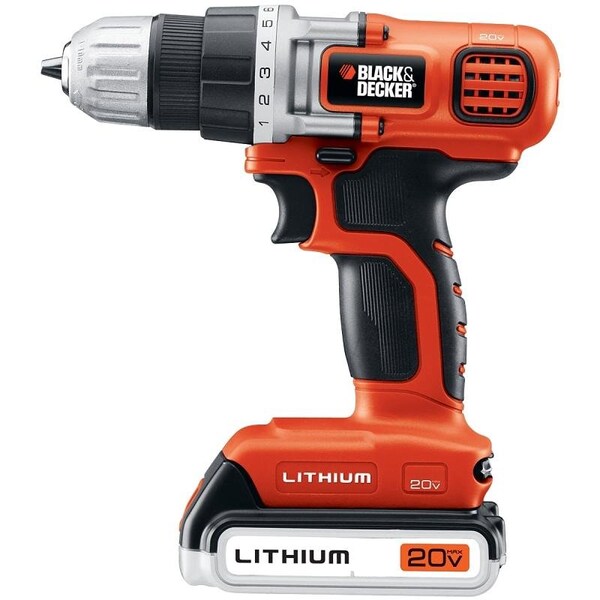 Black & Decker DrillDriver, Battery Included, 20 V, 38 in Chuck, Keyless Chuck LDX120C Zoro